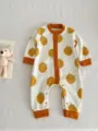 Infant baby knitted romper autumn sweet orange print long sleeve jumpsuit cute baby clothes - 66cm / White Orange