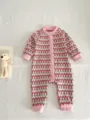 Baby knit romper long sleeve floral jumpsuit infant cute autumn baby clothes apparel - Flower