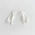 Infant baby white long sleeve blouse with delicate lace collar, sweet toddler daily top. - 66cm / Base Layer Shirt