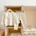Baby girl autumn floral cotton long sleeve top leggings two-piece sleepwear set - 80cm / Set