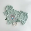 Summer baby clothes set short sleeve top pants infant cute cartoon outfit newborn apparel - 66cm / Green