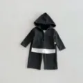 Kinder Frühling lässig Kapuzenpullover und weite Hose zweiteiliges Set für Alltagskleidung - 80cm / Oberteil und Unterteil / Grau