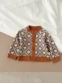 Gilet en tricot pour bébé avec motif de cœur à losanges mignons, vêtement confortable à boutons. - 66cm / Blanc (Imprimé Cœur Gris)