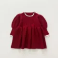 Baby girl red knit dress long sleeve cute princess sweater dress infant winter clothing - 73cm / Red