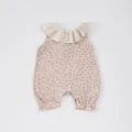 Baby Mädchen ärmelloser Strampler mit Blumenmuster süßer Rüschenkragen Sommer Kleinkind Body - 66cm / Braun Floral