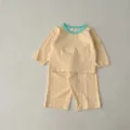 Adorable baby cotton checkered pajama set featuring a cozy long sleeve top and pants. - 66cm / Yellow