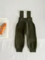 Dark green baby knit overalls, stylish infant suspender pants for autumn daily wear, cozy and warm. - 66cm / Bottoms / Army Green