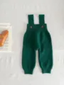 Green baby knitted suspender pants, soft infant overalls with cute front buttons. - 66cm / Bottoms / Green