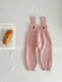 Baby knit overalls pink infant strap pants cute toddler autumn knitwear variants - Dusty Pink