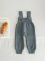 Infant baby knit overalls grey toddler rompers cute newborn cotton trousers clothing - Gray