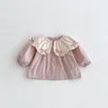 Baby girl long sleeve coat with large lapel and bow toddler cardigan cute outerwear fashion top - 73cm / Pink