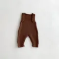 Brauner gestrickter Baby-Strampler Kleinkind Trägerhose süße Herbst Baby Wolle lange Hosen - 66cm / Kaffeebraun