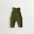 Armeegrüner Strick Baby Strampler, gerippte Baby Latzhose, Herbstkleidung für Jungen und Mädchen. - 66cm / Grün