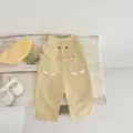 Cute yellow baby overall jumpsuit with sweet elephant ear design, comfortable toddler clothing. - 66cm / Apricot Yellow