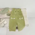 Infant cute green cotton overalls with elephant ear design, comfortable toddler casual cargo pants. - 66cm / Green