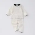 Set top e pantaloni a pois per neonati, comodo abbigliamento intimo termico per bambini. - Punto / 66cm