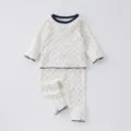 Completo pigiama in cotone per bambini, maglia manica lunga e pantaloni, stampa orsetto blu. - Teddy Bear / 66cm