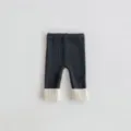Close up of baby knit leggings detail, showing elastic ribbed fabric and contrast cuffs. - 66cm / Heather Grey