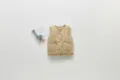 Toddler khaki quilted puffer vest, unisex winter warm waistcoat with front pockets. - 66cm / Brown