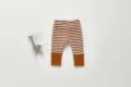Infant cotton striped long pants with ribbed cuffs, cute toddler daily casual leggings. - 80cm / Coffee White Stripes