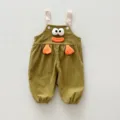 Cute infant baby corduroy overalls romper with 3D cartoon doll design for autumn daily wear. - 66cm / Yellow