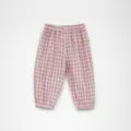 Pantaloni a quadri rosa per bambina, comodi pantaloni casual con vita elastica e polsini. - 73cm / Pantaloni e gonne / Rosa