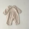 Baby Cord Fleece Strampler Langarm Puppenkragen Jumpsuit Herbst Kleinkind Kleidung - 66cm / Aprikose