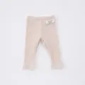 Baby ribbed leggings for spring autumn, soft solid color cotton blend comfortable pants. - 73cm / Grey Apricot