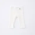 Infant solid ribbed leggings soft comfortable casual baby spring autumn white pants - 73cm / Off White