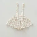Infant baby floral print suspender romper skirt cute toddler girl sweet summer outfits - 66cm / Pink Floral