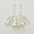Baby floral suspender skirt, cute infant ruffle romper dress, cozy toddler daily wear variant. - 66cm / Green Floral