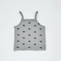 Baby Mädchen graues Rippstrick Trägershirt mit schwarzem Schleifen Print, sommerliches Oberteil. - 73cm / Oberteile / Grau