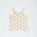 Süßes Sommer Tanktop für Babys und Mädchen mit roten Schleifen, geripptes Baumwollhemd. - 73cm / Oberteile / Beige