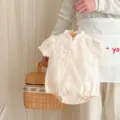 Baby Chinese style Qipao romper short sleeve summer infant cute baby bodysuit clothing - 66cm / Apricot