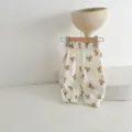 Summer breathable baby anti-mosquito pants cute bear print casual trousers for infant kids - Teddy Bear