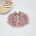 Baby girl tutu shorts pink mesh cake skirt with cute bow, infant summer layered bloomers. - 73cm / Lotus root pink