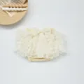 Baby girls cream tutu shorts infant fluffy ruffled diaper cover cute bow toddler cake skirt - 73cm / Apricot