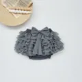 Baby girls summer tutu skirt shorts cute grey mesh layered cake bloomers infant apparel - 73cm / Gray