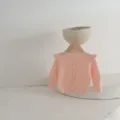 Pink girls knit cardigan, cute ruffles and buttons, lightweight spring baby sweater top. - 66cm / Fenni Pink
