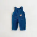 Baby denim overalls infant cute bear patch trousers casual toddler jeans pants autumn kids wear - 66cm / Bottoms / Blue