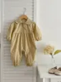 Baby floral print long sleeve romper infant girl cute lapel collar crawler autumn clothes - 66cm / Khaki Floral