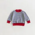 Cute toddler striped knit sweater autumn baby long sleeve pullover kids clothing top - 66cm / Tops / Red, White and Blue Stripes