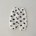 Infant gauze anti-mosquito pants with cute black heart print, soft breathable baby wear. - 73cm / Bottoms / Heart Print Trousers