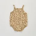 Infant baby floral print cami bodysuit detail, cute botanical pattern, summer clothing. - Olive / 66cm