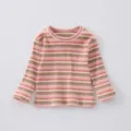 Baby children long sleeve striped knit t-shirt comfortable casual top daily wear clothing - 73cm / Pink Striped Tops