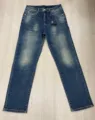 Ανδρικά ρετρό vintage ξεπλυμένα μπλε τζιν παντελόνια σε ίσια γραμμή casual χαλαρά. - 28 / Bottoms / Βίντατζ Πλυμένο Μπλε (YN004#)