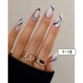 Black White Grey Abstract Streamline Wave Long Stiletto Nail Style (Y-18) / Glue Type / Black White Grey