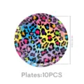 Bunte Neon-Leoparden-Papierteller für Party-Tischdekoration und festliche Anlässe. - 7-Zoll Teller (10 Stück)