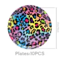 Bunte Neon-Leopardenmuster Einweg-Pappteller, 23cm Party-Geschirr-Zubehör 10 Stück - 9-Zoll Teller (10 Stück)