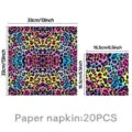 Regenbogen Leopard Muster Papierservietten, Einweg Party Geschirr und Geburtstagsdeko. - Neon-Leopard Servietten 20 Stück/Packung